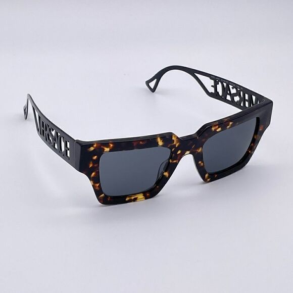 BRAND NEW VERSACE VE4431 514887 Havana/Dark Grey Women Sunglasses - Picture 4 of 11